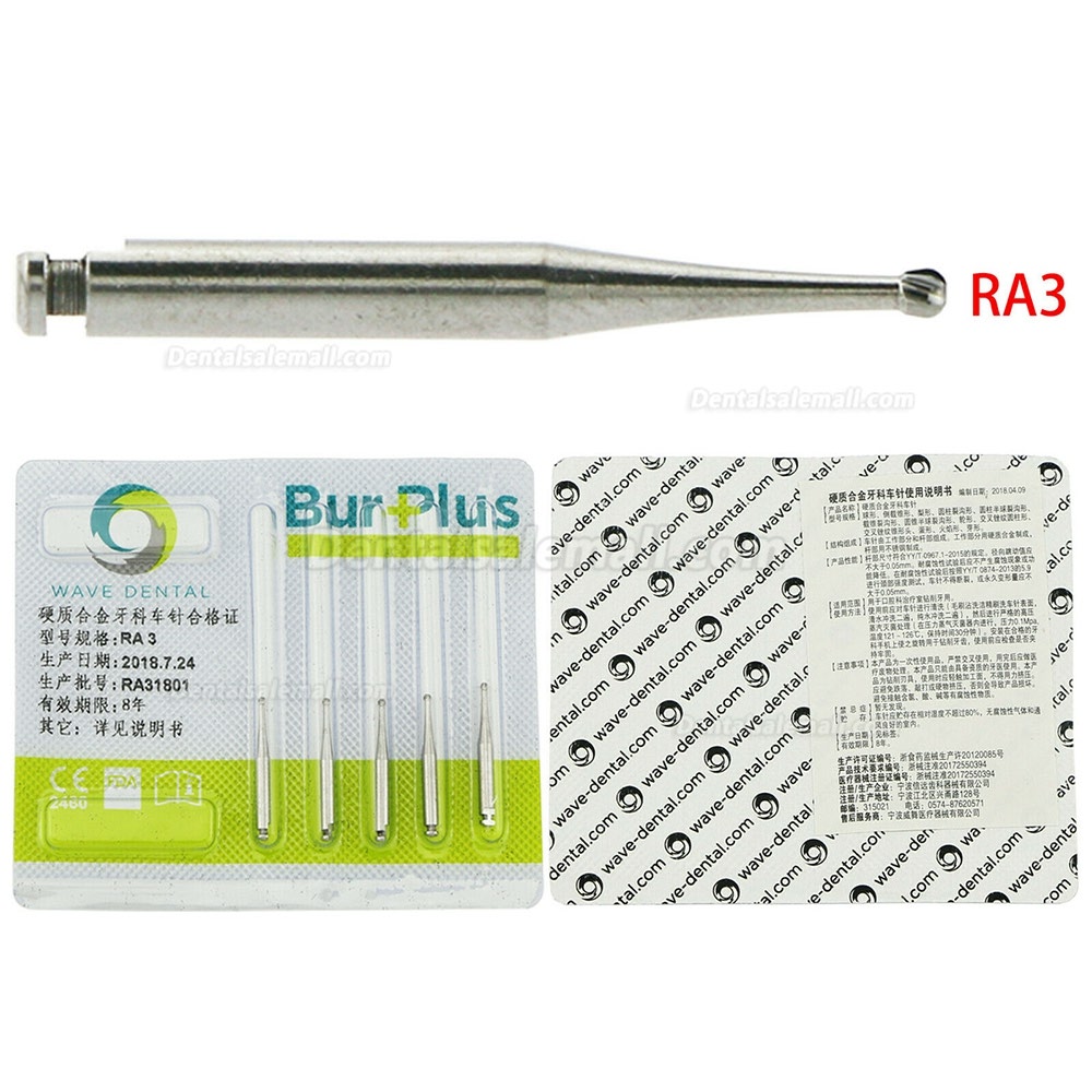 10 Packs WAVE Dental Tungsten Carbide Latch Bur Round Drill Low Speed RA 1 2 3 4 5 6 7 8